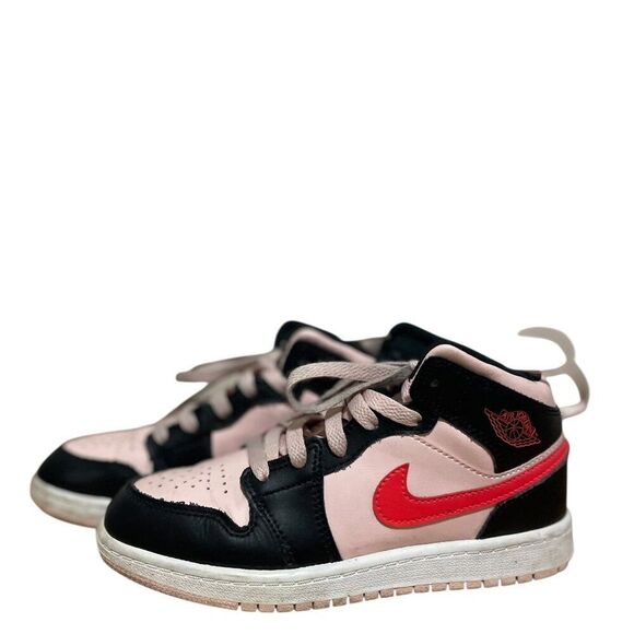 Nike Air Jordan Kids 1 Mid (PS) Atmosphere Infrared 640734 604 Size 2.5Y - Picture 2 of 7